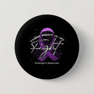 Badge Rond 5 Cm Leur Combat Est Mon Combat Violet Ribbon Alzheimer