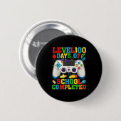Badge Rond 5 Cm Level 100 Days Of School Unlocked Boys 100th Day O (Devant & derrière)