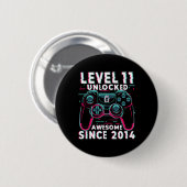 Badge Rond 5 Cm Level 11 Unlocked Video Game 11th Birthday Gamer B (Devant & derrière)