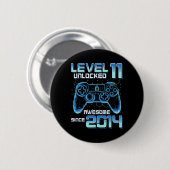 Badge Rond 5 Cm Level 11 Unlocked Video Game Party 11th Birthday G (Devant & derrière)