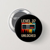 Badge Rond 5 Cm Level 37 Unlocked Video Game Controller Birthday M (Devant & derrière)