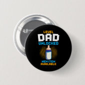 Badge Rond 5 Cm Level Dad Unlocked Pregnancy Announcement Gamer Fa (Devant & derrière)