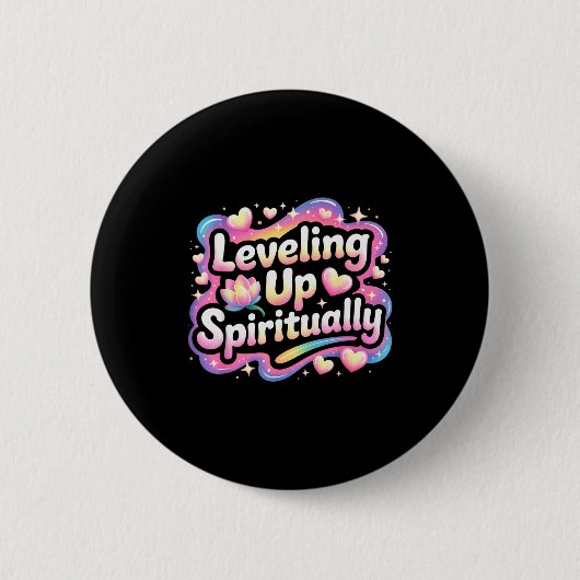 Badge Rond 5 Cm Leveling Up Sritually Mindfulness Meditation (Devant)