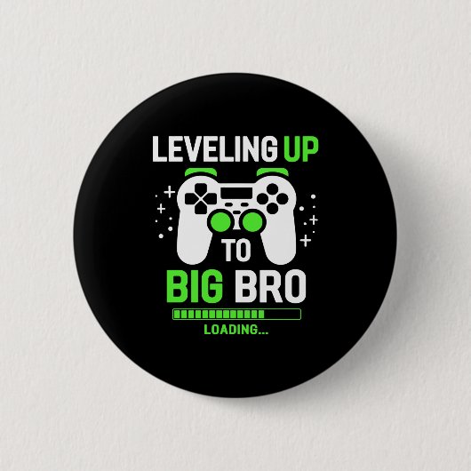 Badge Rond 5 Cm Leveling Up To Big Brother Gaming Boy (Devant)