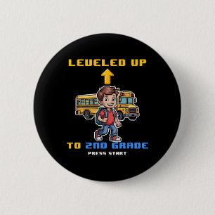 Badge Rond 5 Cm Levelup 2nd Grade Ck To School Funny Gamer Boy