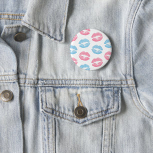 Badge Rond 5 Cm Lèvres bleues et roses Motif, Baguette à lèvres, B