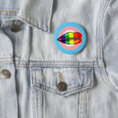 Badge Rond 5 Cm Lèvres LBGTQ Fermées En Silence (En situation)