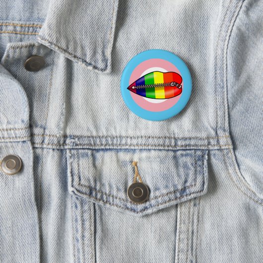 Badge Rond 5 Cm Lèvres LBGTQ Fermées En Silence (En situation)