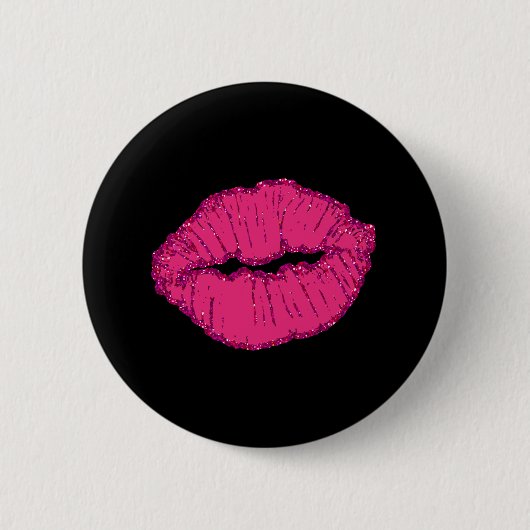 Badge Rond 5 Cm lèvres pailletées roses (Devant)