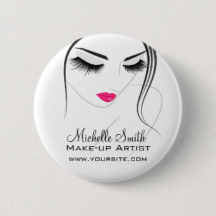 Badge Rond 5 Cm Lèvres roses Face longues cils Lash Extensions