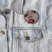 Badge Rond 5 Cm Lèvres rouges (En situation)
