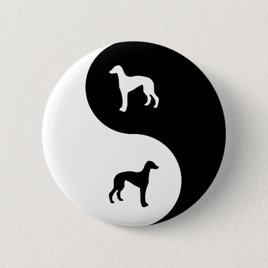 Badge Rond 5 Cm Lévrier Yin Yang (Devant)
