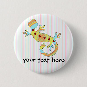 Badge Rond 5 Cm Lézard coloré de Gecko d'amusement