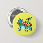 Badge Rond 5 Cm Lézard drôle coloré (Devant & derrière)