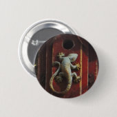 Badge Rond 5 Cm lézard gris sur bois usé (Devant & derrière)