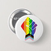 Badge Rond 5 Cm LGBT Pride (Progrès) Drapeau avec poing levé (Devant & derrière)