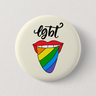 Badge Rond 5 Cm LGBT Rainbow Tongue