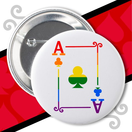 Badge Rond 5 Cm LGBTQ Fierté Drapeau Jouer aux cartes Ace Card Ace