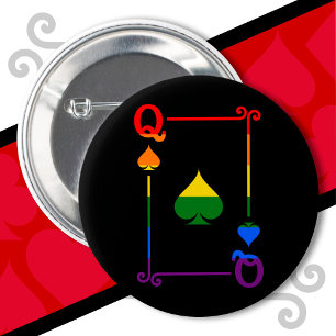 Badge Rond 5 Cm LGBTQ Fierté Drapeau Lecture Cartes Carte Reine Pi
