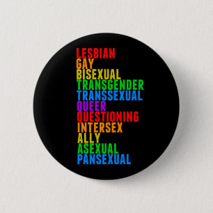 Badge Rond 5 Cm LGBTQQIAAP Fierté Arc-en-ciel Diversité acrostique