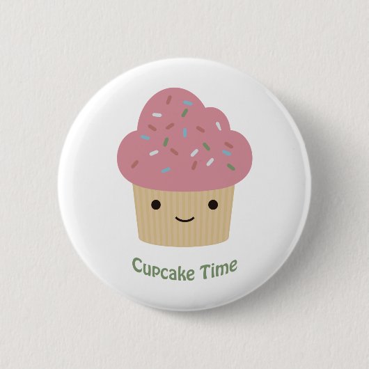 Badge Rond 5 Cm L'heure du gâteau ! Cute Cupcake rose (Devant)