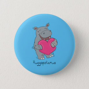 Badge Rond 5 Cm L'hippopotame étreint le Pin de bouton de