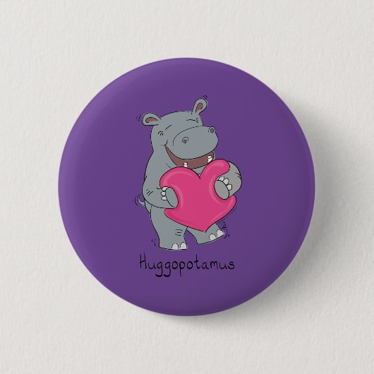 Badge Rond 5 Cm L'hippopotame étreint le Pin de bouton de (Devant)