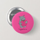 Badge Rond 5 Cm L'hippopotame étreint le Pin de bouton de (Devant & derrière)