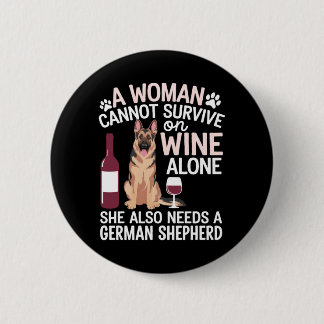 Badge Rond 5 Cm L'homme ne peut survivre au vin seul, il a besoin