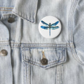 Badge Rond 5 Cm libellule bleue (En situation)
