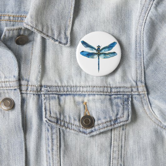 Badge Rond 5 Cm libellule bleue (En situation)