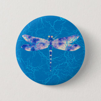 Badge Rond 5 Cm Libellule bleue