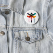 Badge Rond 5 Cm libellule colorée (En situation)