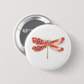 Badge Rond 5 Cm libellule de fleurs avec sakura de bijoux (Devant & derrière)