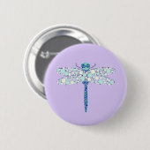 Badge Rond 5 Cm Libellule en Points (Devant & derrière)