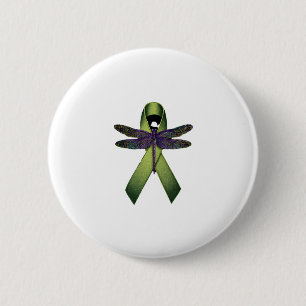 Badge Rond 5 Cm Libellule Hippie Ruban Vert Conscientisation à la 