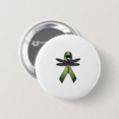Badge Rond 5 Cm Libellule Hippie Ruban Vert Conscientisation à la (Devant & derrière)