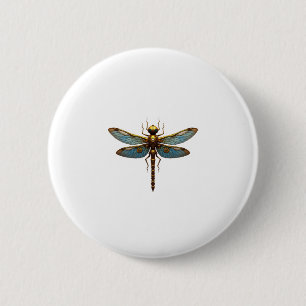 Badge Rond 5 Cm Libellule ingénieur d'art insecte Steam Punk Steam