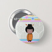 Badge Rond 5 Cm libellule kokeshi (Devant & derrière)