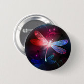Badge Rond 5 Cm libellule rouge brillante (Devant & derrière)