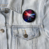 Badge Rond 5 Cm libellule rouge brillante (En situation)