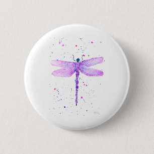 Badge Rond 5 Cm libellule violette