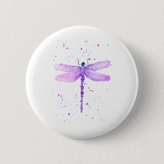 Badge Rond 5 Cm libellule violette (Devant)