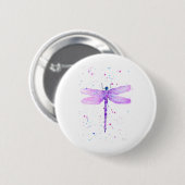 Badge Rond 5 Cm libellule violette (Devant & derrière)
