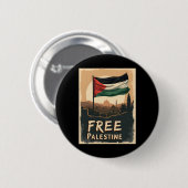 Badge Rond 5 Cm Libérez le drapeau palestinien de la Palestine ave (Devant & derrière)