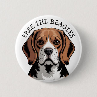 Badge Rond 5 Cm Libérez les Beagles, Tête de Beagle
