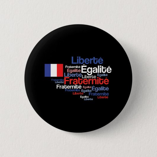 Badge Rond 5 Cm Liberté, Égalité, devise nationale française de (Devant)