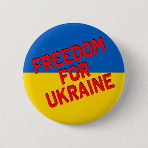 Badge Rond 5 Cm LIBERTÉ POUR L'UKRAINE avec le drapeau
