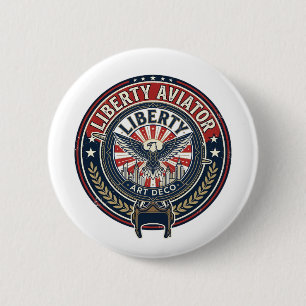 Badge Rond 5 Cm Liberty Aviator Patriotique Patriotique Aviation V