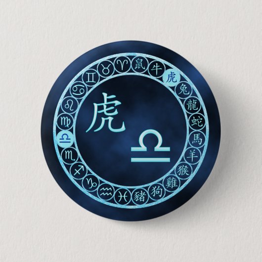 Badge Rond 5 Cm Libra/Tiger (Devant)